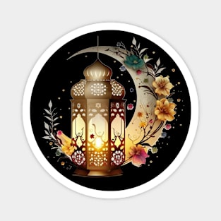 Ramadan lantern lamp with moon floral Magnet